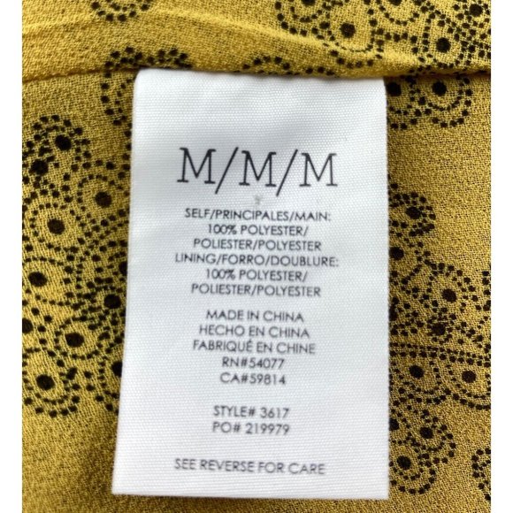 *CAbi #3617 Paisley Blouse Top Womens Medium Mustard Yellow Keyhole Sleeveless - Picture 3 of 7